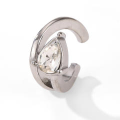18KG cubic zircon inlaid stainless steel ear cuff earrings