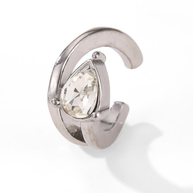 18KG cubic zircon inlaid stainless steel ear cuff earrings
