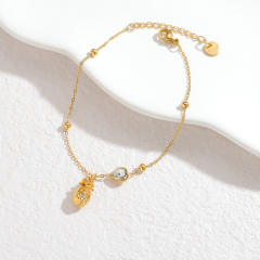 18KG multi charm heart crystal stainless steel bracelet simple bracelet