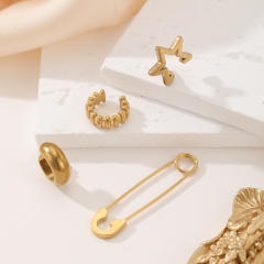 18KG cubic zircon inlaid stainless steel ear cuff earrings