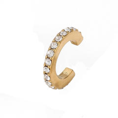 18KG cubic zircon inlaid stainless steel ear cuff earrings