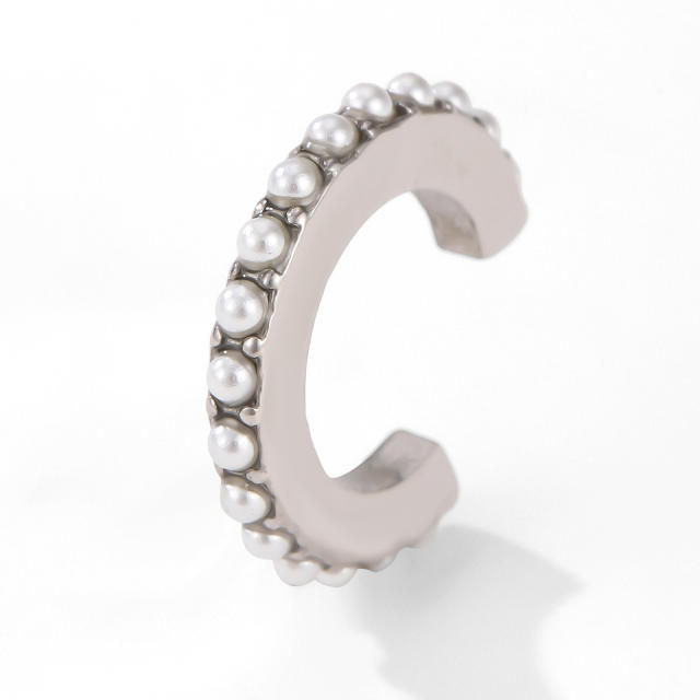 18KG cubic zircon inlaid stainless steel ear cuff earrings