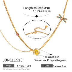 2026 New Original Design Sweet Style Rhinestone Pendant Stainless Steel Necklace dainty necklace