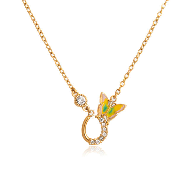 2026 New Original Design Sweet Style Rhinestone Pendant Stainless Steel Necklace dainty necklace