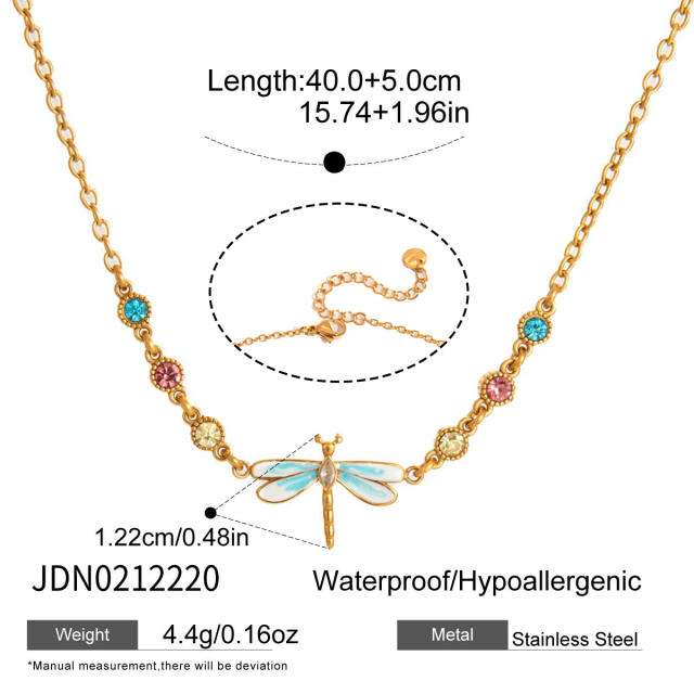 2026 New Original Design Sweet Style Rhinestone Pendant Stainless Steel Necklace dainty necklace