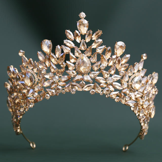 Baroque colorful crystal handmade crown wedding hair accessory