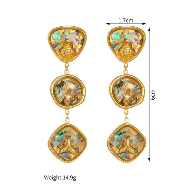 18KG ocean series stainless steel necklace earrings rings bangle set