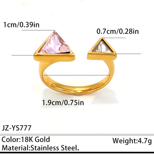 Sweet pink white cubic zircon inlaid stainless steel rings