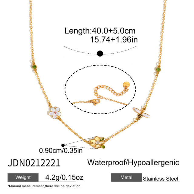 2026 New Original Design Sweet Style Rhinestone Pendant Stainless Steel Necklace dainty necklace