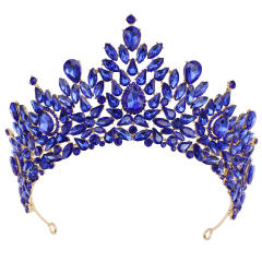 Baroque colorful crystal handmade crown wedding hair accessory
