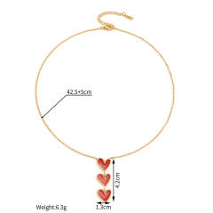 18KG red heart stainless steel necklace bracelet earrings set