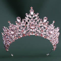 Baroque colorful crystal handmade crown wedding hair accessory