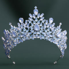 Baroque colorful crystal handmade crown wedding hair accessory