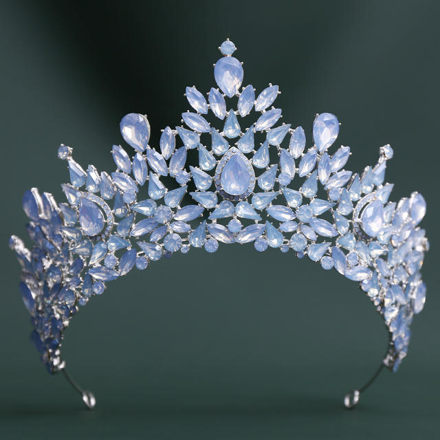 Baroque colorful crystal handmade crown wedding hair accessory