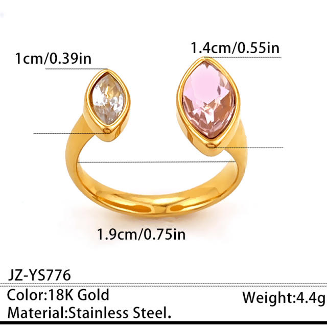 Sweet pink white cubic zircon inlaid stainless steel rings