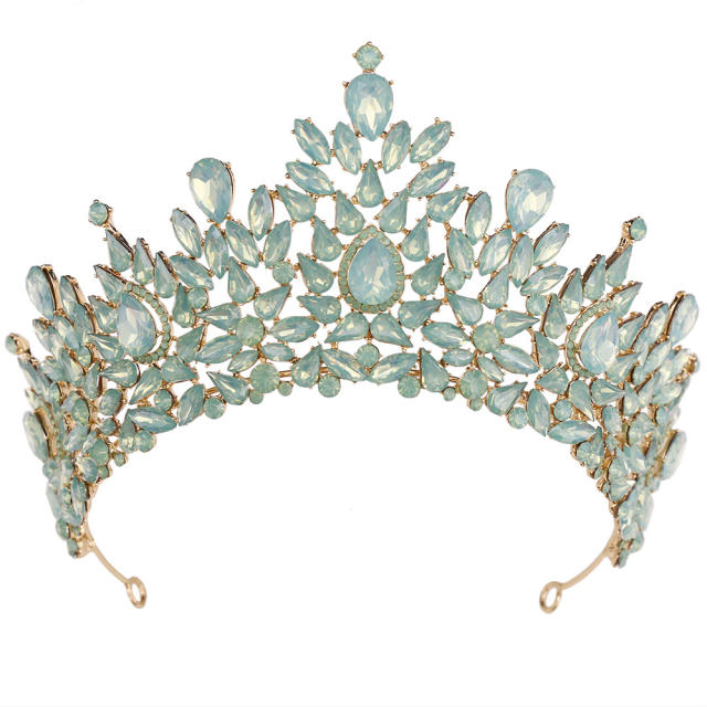 Baroque colorful crystal handmade crown wedding hair accessory
