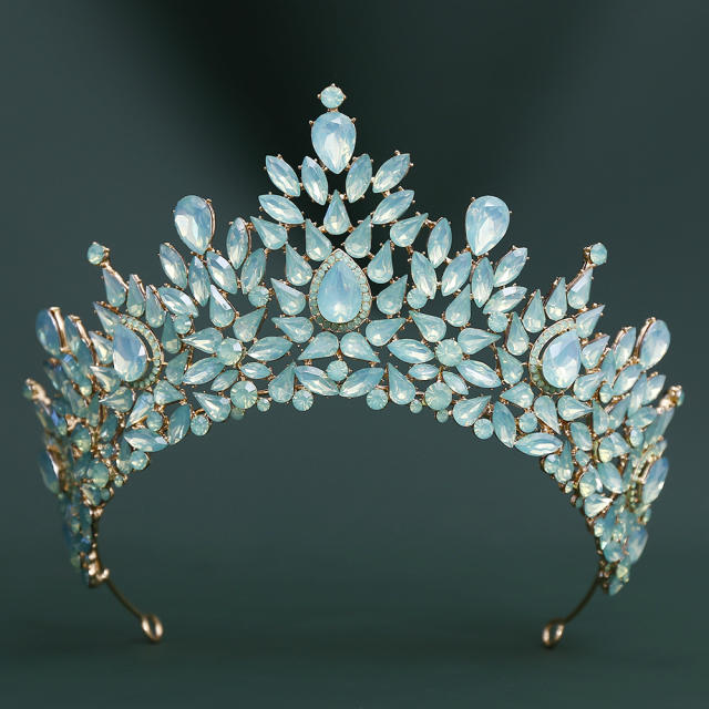 Baroque colorful crystal handmade crown wedding hair accessory