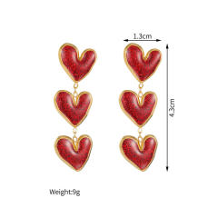 18KG red heart stainless steel necklace bracelet earrings set