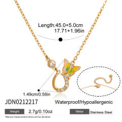 2026 New Original Design Sweet Style Rhinestone Pendant Stainless Steel Necklace dainty necklace