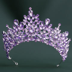 Baroque colorful crystal handmade crown wedding hair accessory