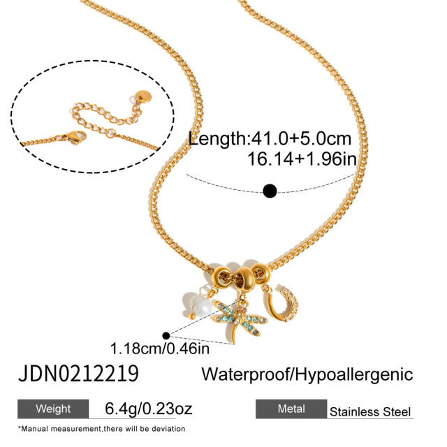 2026 New Original Design Sweet Style Rhinestone Pendant Stainless Steel Necklace dainty necklace
