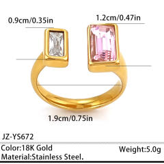 Sweet pink white cubic zircon inlaid stainless steel rings
