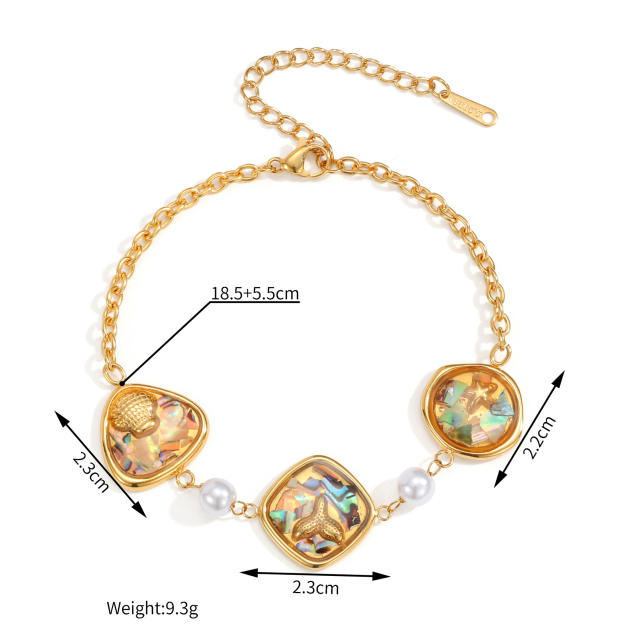 18KG ocean series stainless steel necklace earrings rings bangle set