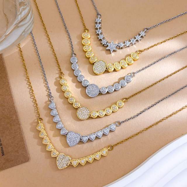 Full diamond Love Star pendant High-End Fashion Non-Fading stainless Steel Necklace