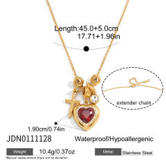 Elegant diamond heart multi pendant stainless steel necklace
