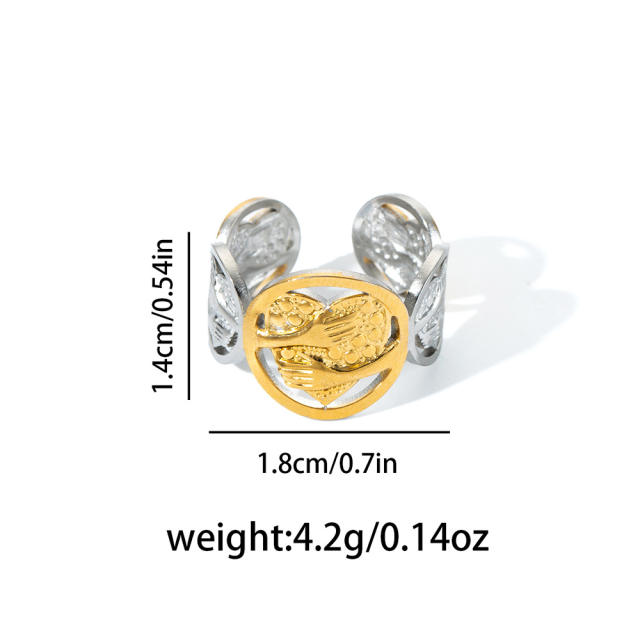Geometric line stainless steel rings mix color rings