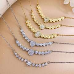 Full diamond Love Star pendant High-End Fashion Non-Fading stainless Steel Necklace