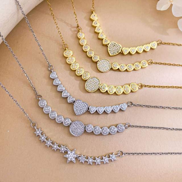 Full diamond Love Star pendant High-End Fashion Non-Fading stainless Steel Necklace
