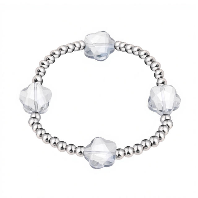 Glass Crystal Bracelet Five-Pointed Star-Shaped Diamond Stainless Steel Bead Bracelet