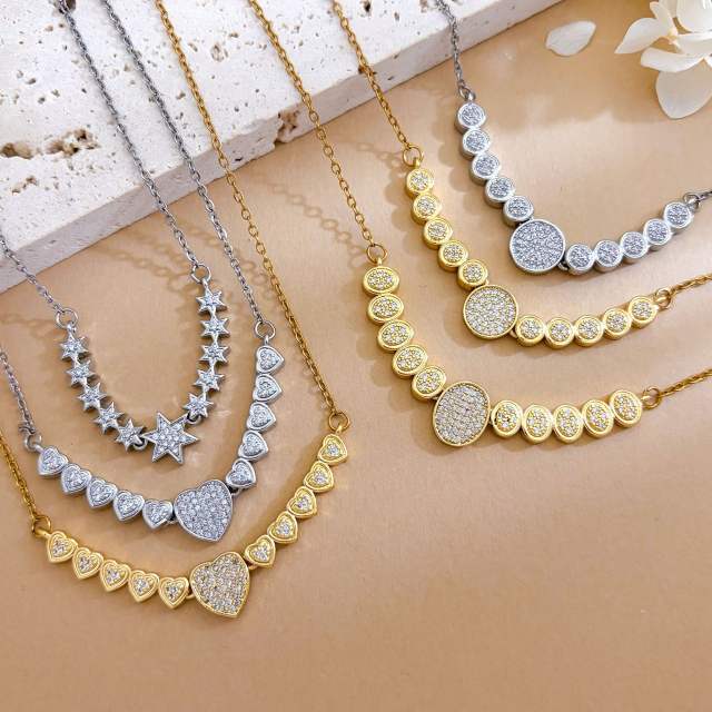 Full diamond Love Star pendant High-End Fashion Non-Fading stainless Steel Necklace