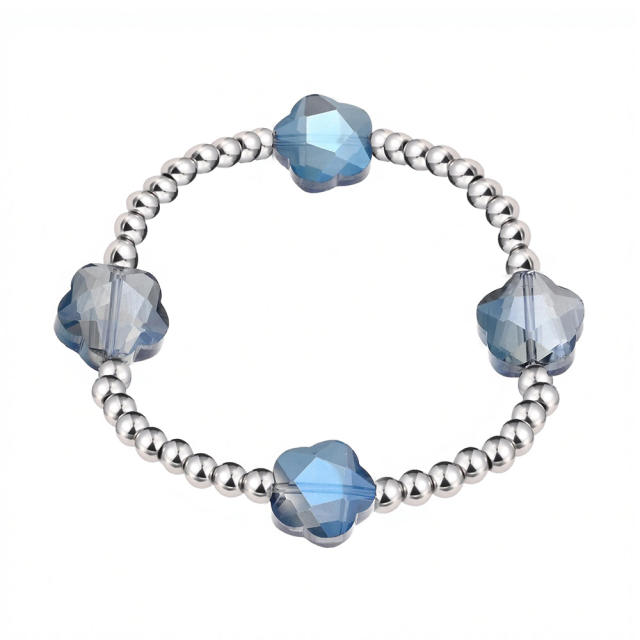 Glass Crystal Bracelet Five-Pointed Star-Shaped Diamond Stainless Steel Bead Bracelet