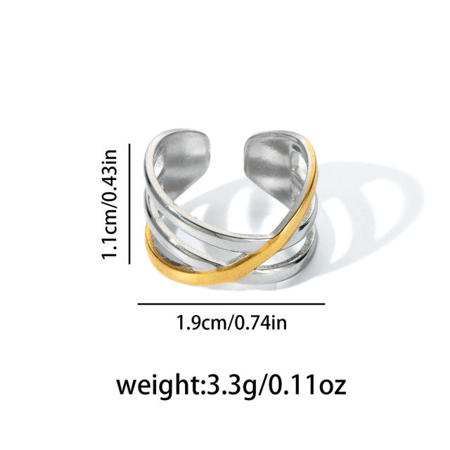 18KG mix color geometric line flower stainless steel rings