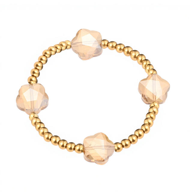 Glass Crystal Bracelet Five-Pointed Star-Shaped Diamond Stainless Steel Bead Bracelet