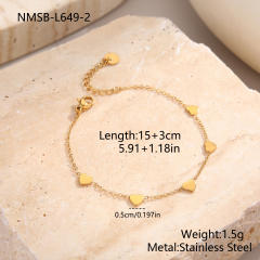 Summer gold color tiny heart snake star moon stainless steel bracelet