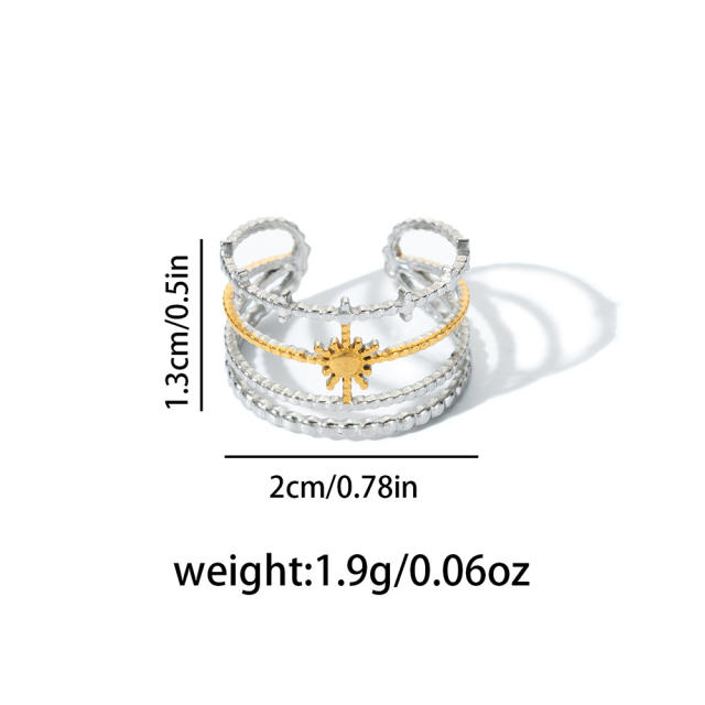 18KG mix color geometric line flower stainless steel rings