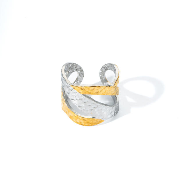 Geometric line stainless steel rings mix color rings
