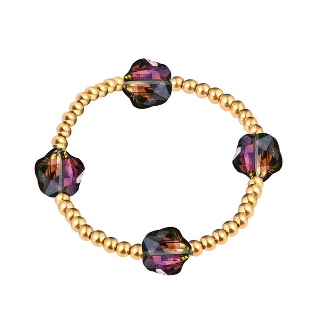 Glass Crystal Bracelet Five-Pointed Star-Shaped Diamond Stainless Steel Bead Bracelet