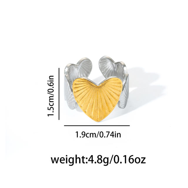 Geometric line stainless steel rings mix color rings