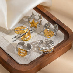 Geometric line stainless steel rings mix color rings