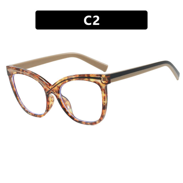 Square Cat-Eye Large Frame X Cross Flat Mirror Anti-Blue Light glasses reading glasses
