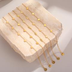 Summer gold color tiny heart snake star moon stainless steel bracelet