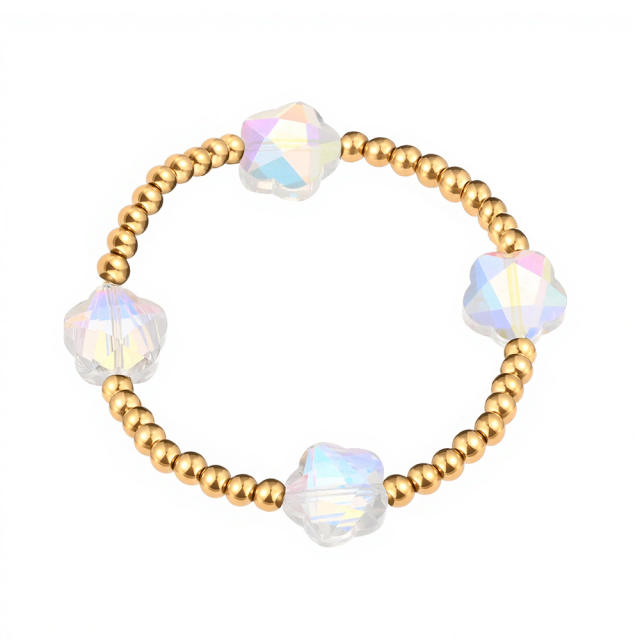 Glass Crystal Bracelet Five-Pointed Star-Shaped Diamond Stainless Steel Bead Bracelet