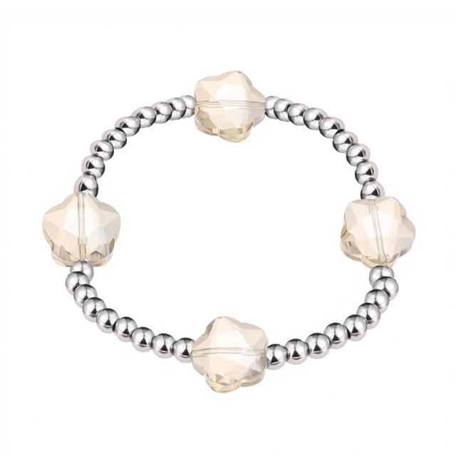 Glass Crystal Bracelet Five-Pointed Star-Shaped Diamond Stainless Steel Bead Bracelet