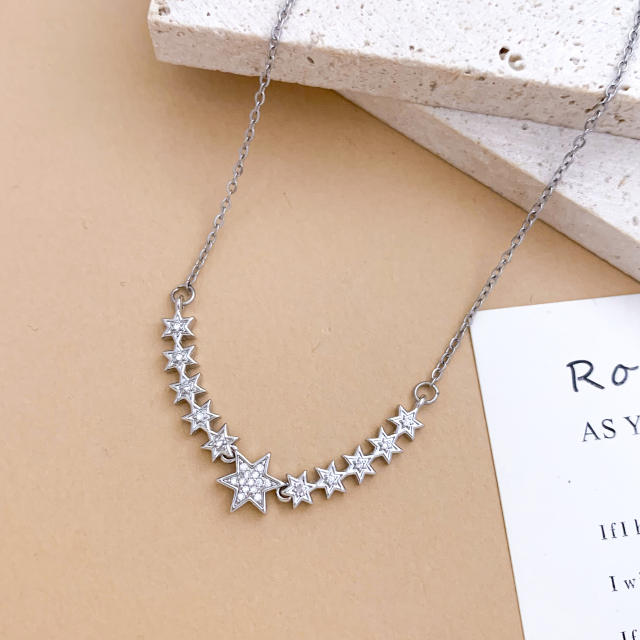 Full diamond Love Star pendant High-End Fashion Non-Fading stainless Steel Necklace