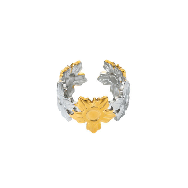 18KG mix color geometric line flower stainless steel rings