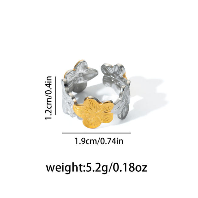 18KG mix color geometric line flower stainless steel rings
